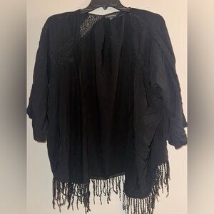 Express Black Fringe Women's kimono